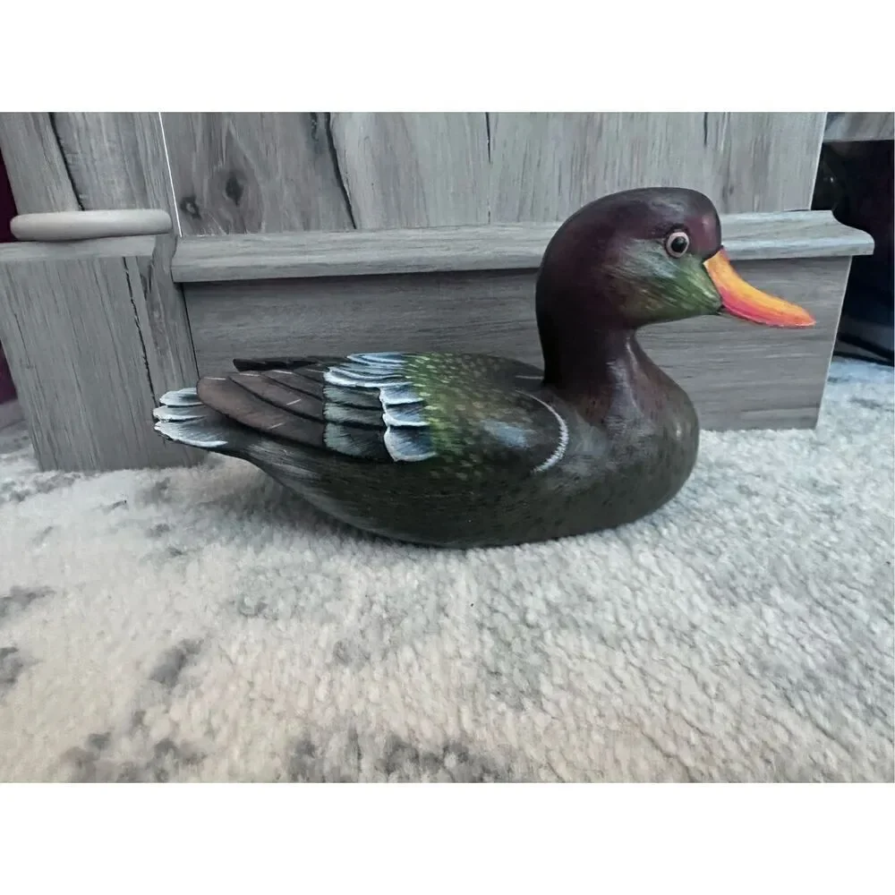 Vintage Handpainted Wooden Carbed Decoy Decor